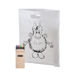 Molik - torba materiałowa i zestaw kredek do malowania po niej